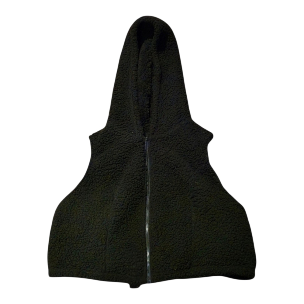Black Sherpa Hooded Vest